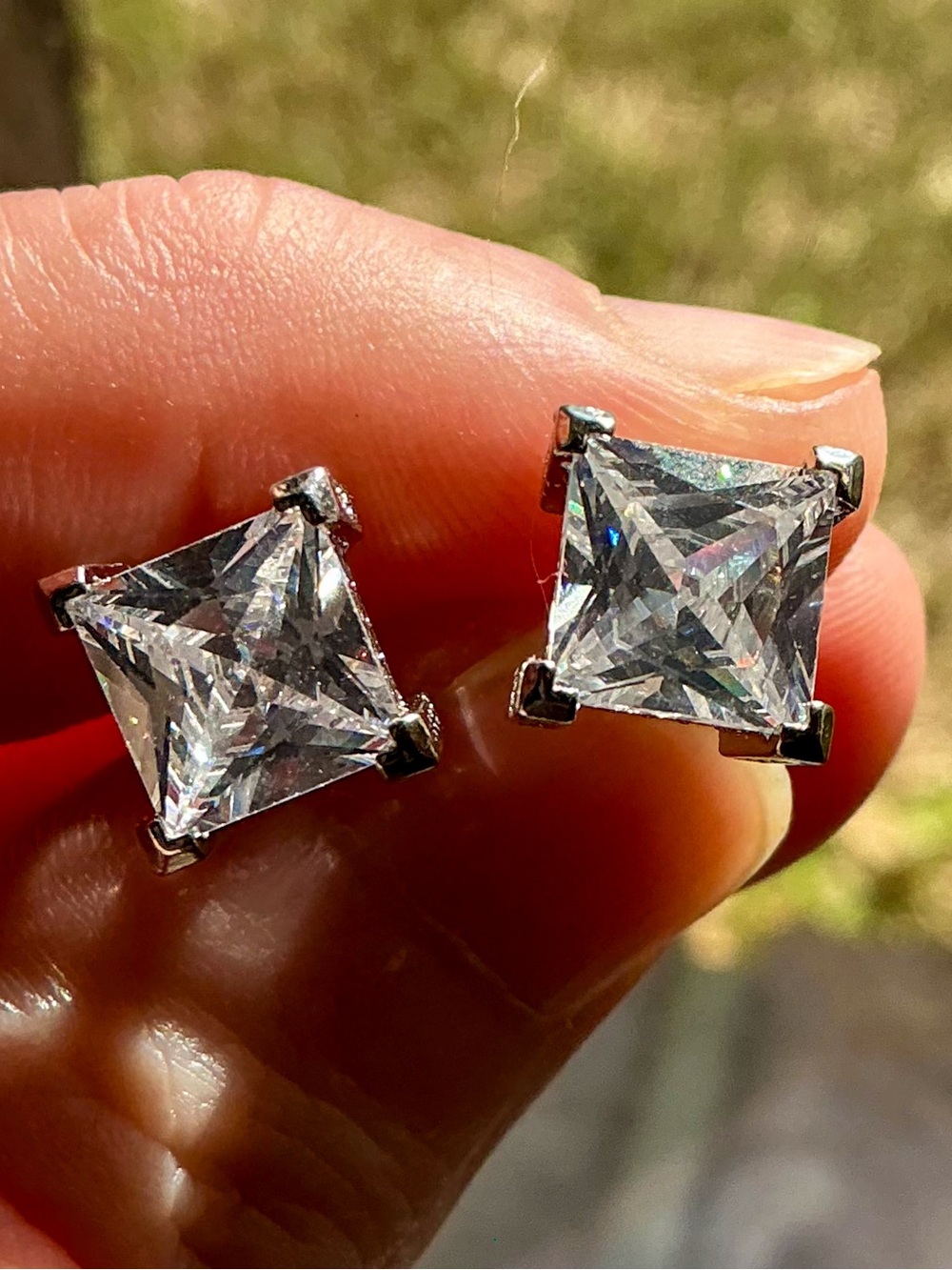 Princess Cut Simulated Diamond CZ Stud Earrings SilverTone Pavé Luxe Sparkle